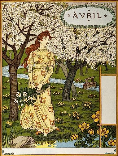 Affiches sur toile Eugene Grasset 50 x 70 cm illustration avril affiche vintage sans cadre