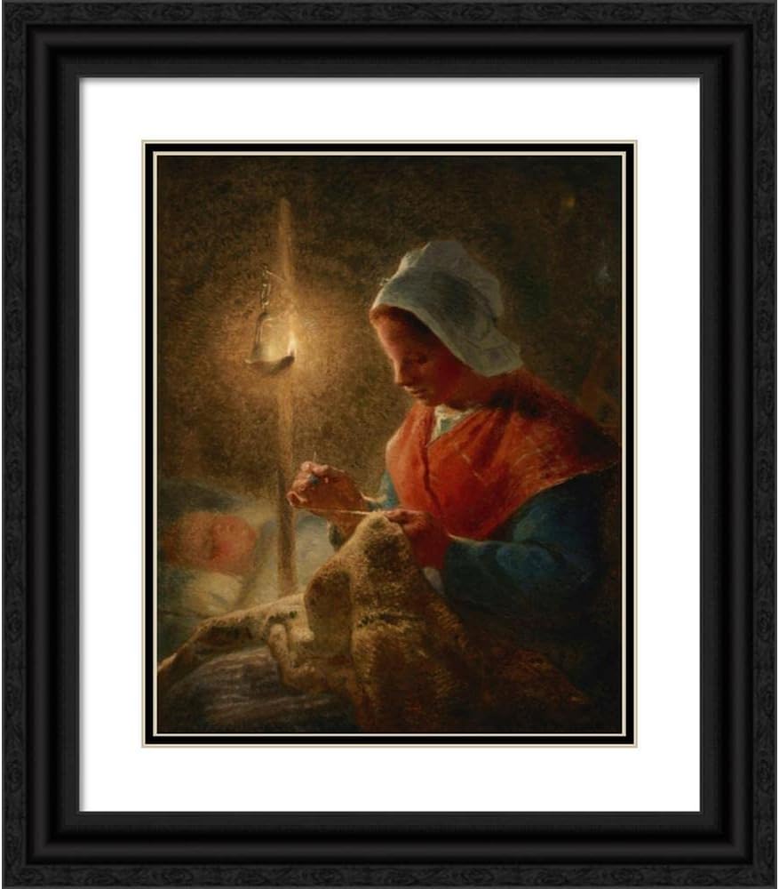 ArtDirect Woman Sewing by Lamplight (circa 1870-1872) 11x14 UnFramed Museum Art Print Poster Ready for Framing by Jean-François Millet (French, 1814-1875)