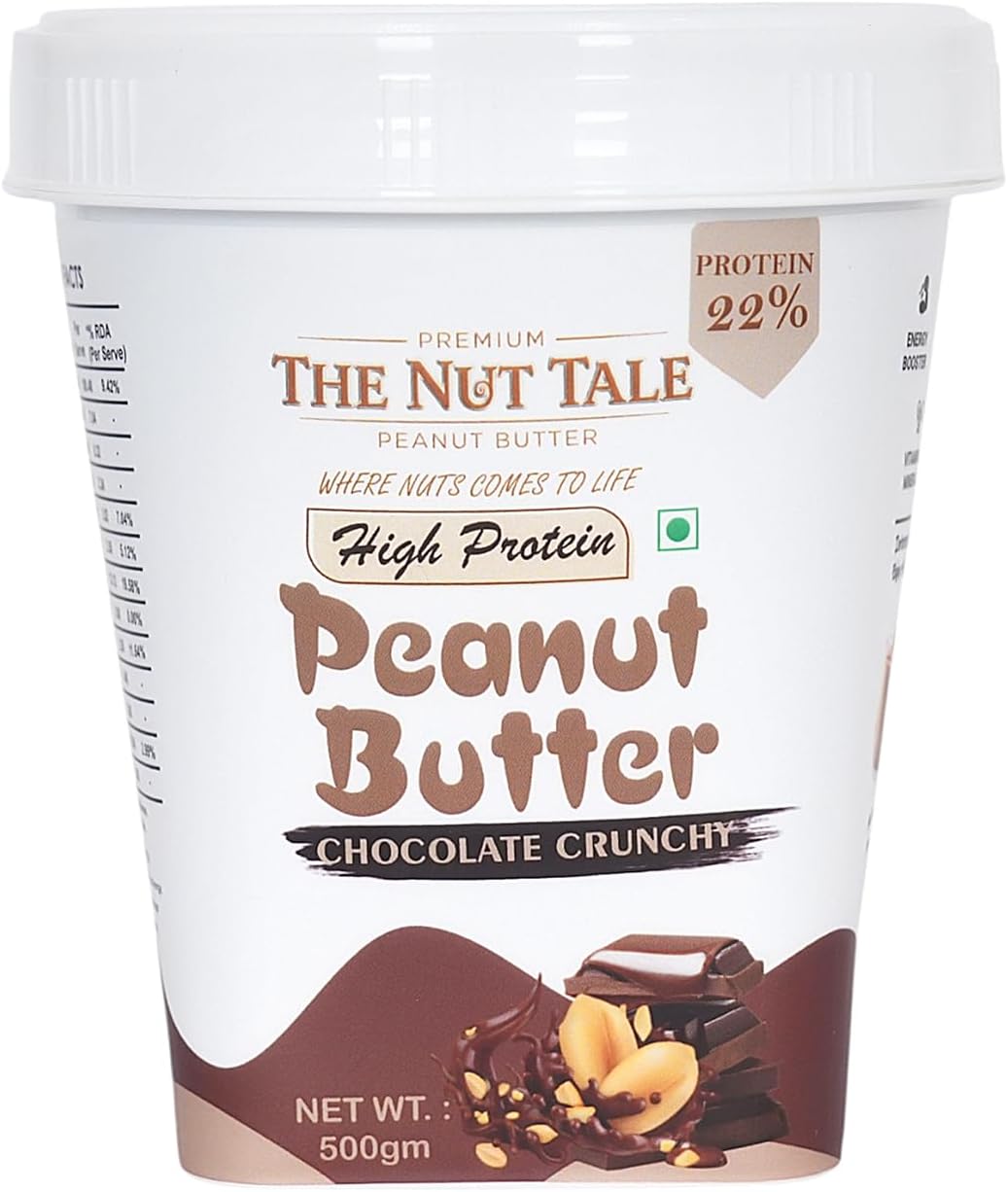Chocolate Crunchy Peanut Butter, 500g, 22% Protein, No Added Refined Sugar, Made with 100% Roasted Peanuts, Real Cocoa Powder and Cocoa Butter