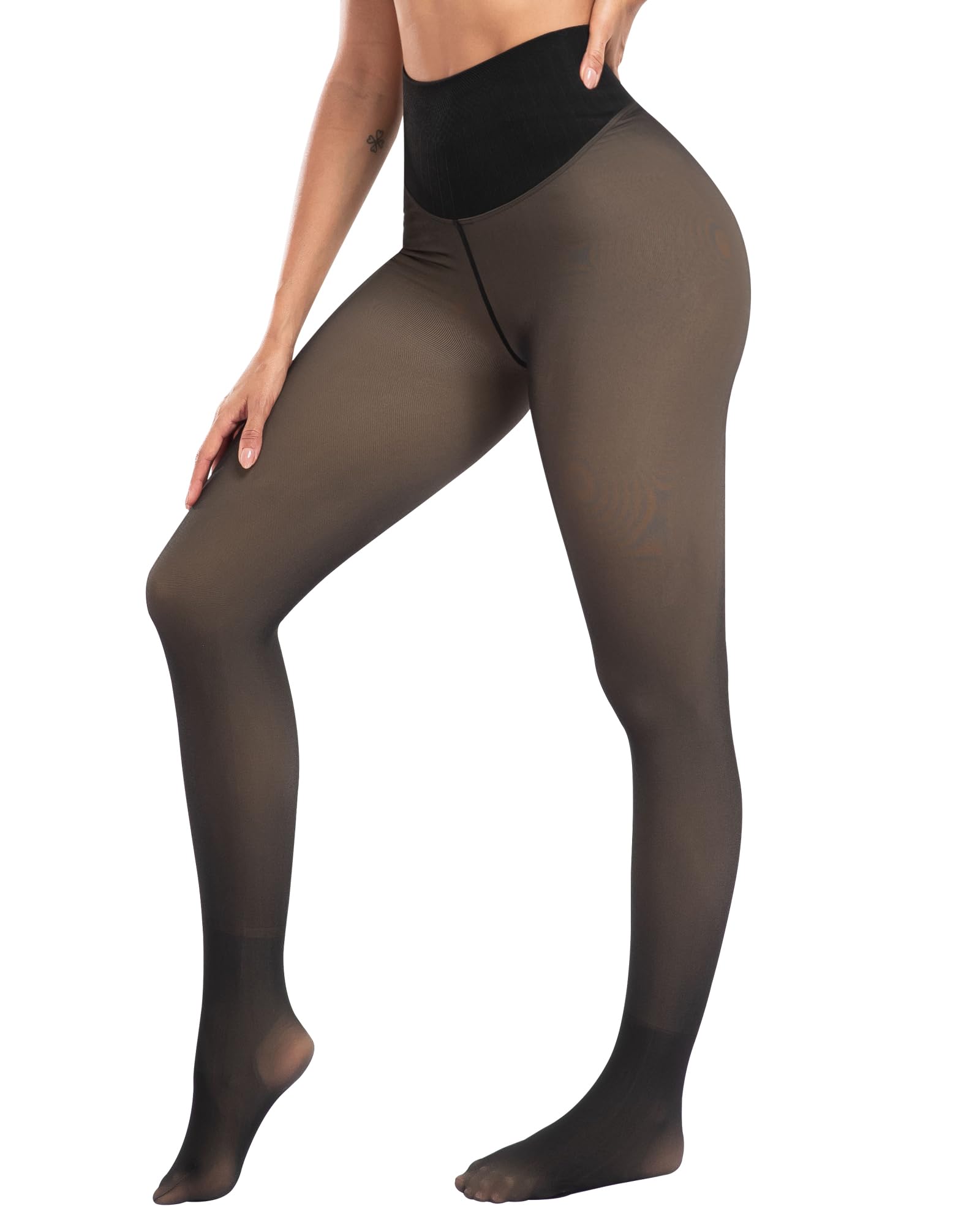 ATHVOTAR Fleece Lined Winter Tights Women - Thermal Warm Opaque Pantyhose Thick Sheer Leggings