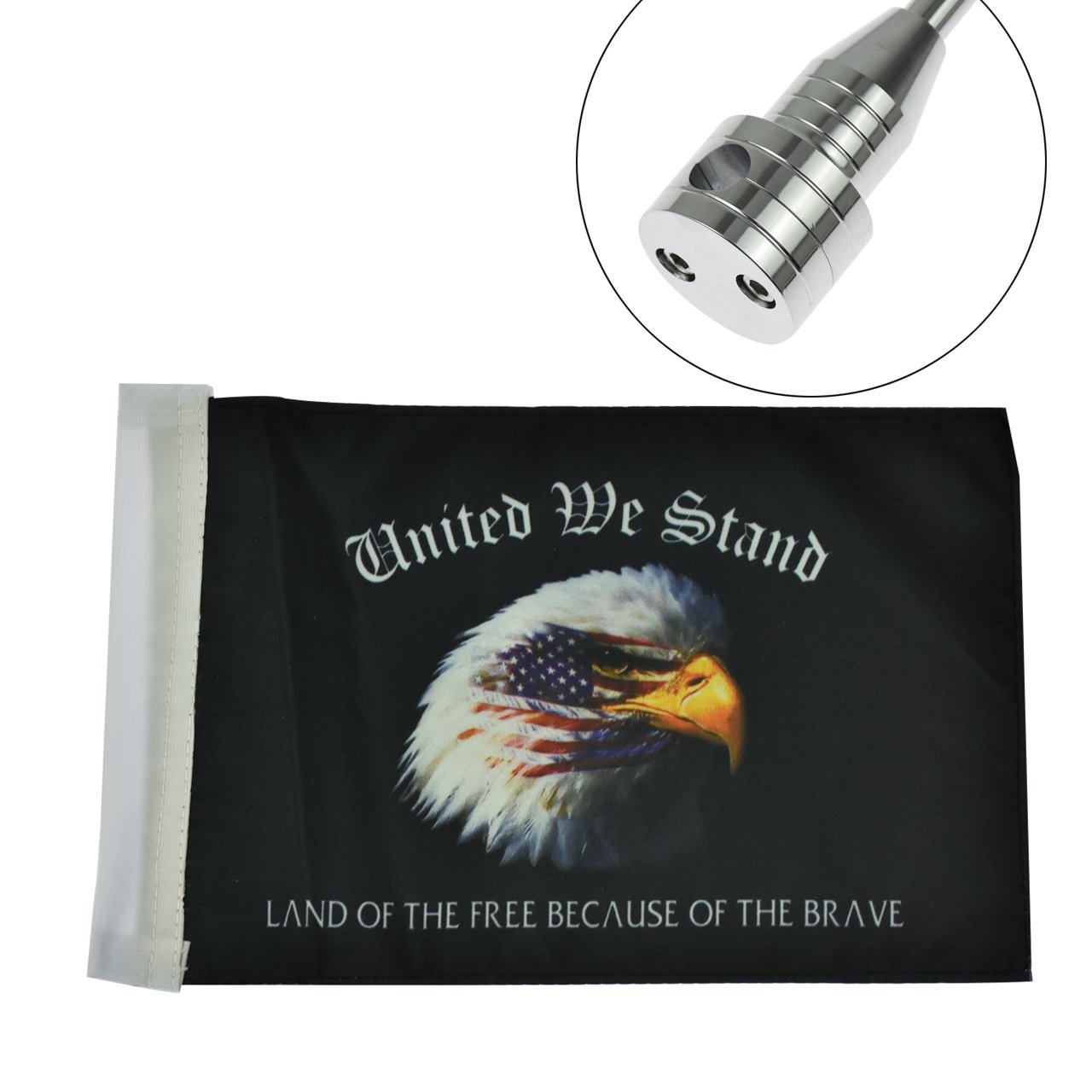 Image secondaire de Rebacker Moto Arrière Fixation Latérale Porte-Bagage Drapeau Pole pour Harley Sportster XL Touring Road King Glide & Flht Chrome