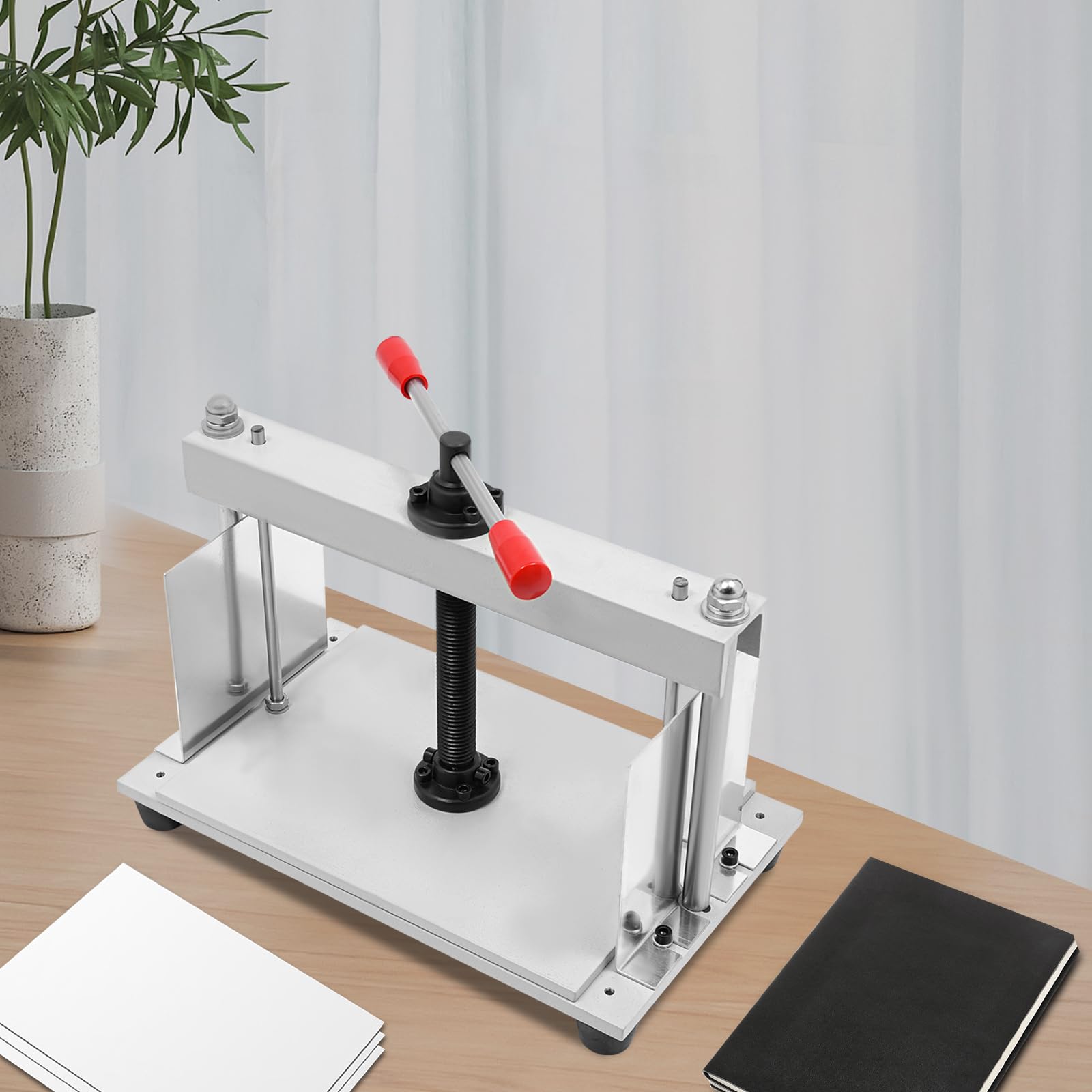 Pressa manuale per carta A4, pressa piatta in acciaio spesso 10 cm, per rilegare libri e appiattire buoni nutrizionali, fatture, con barra di bilanciamento