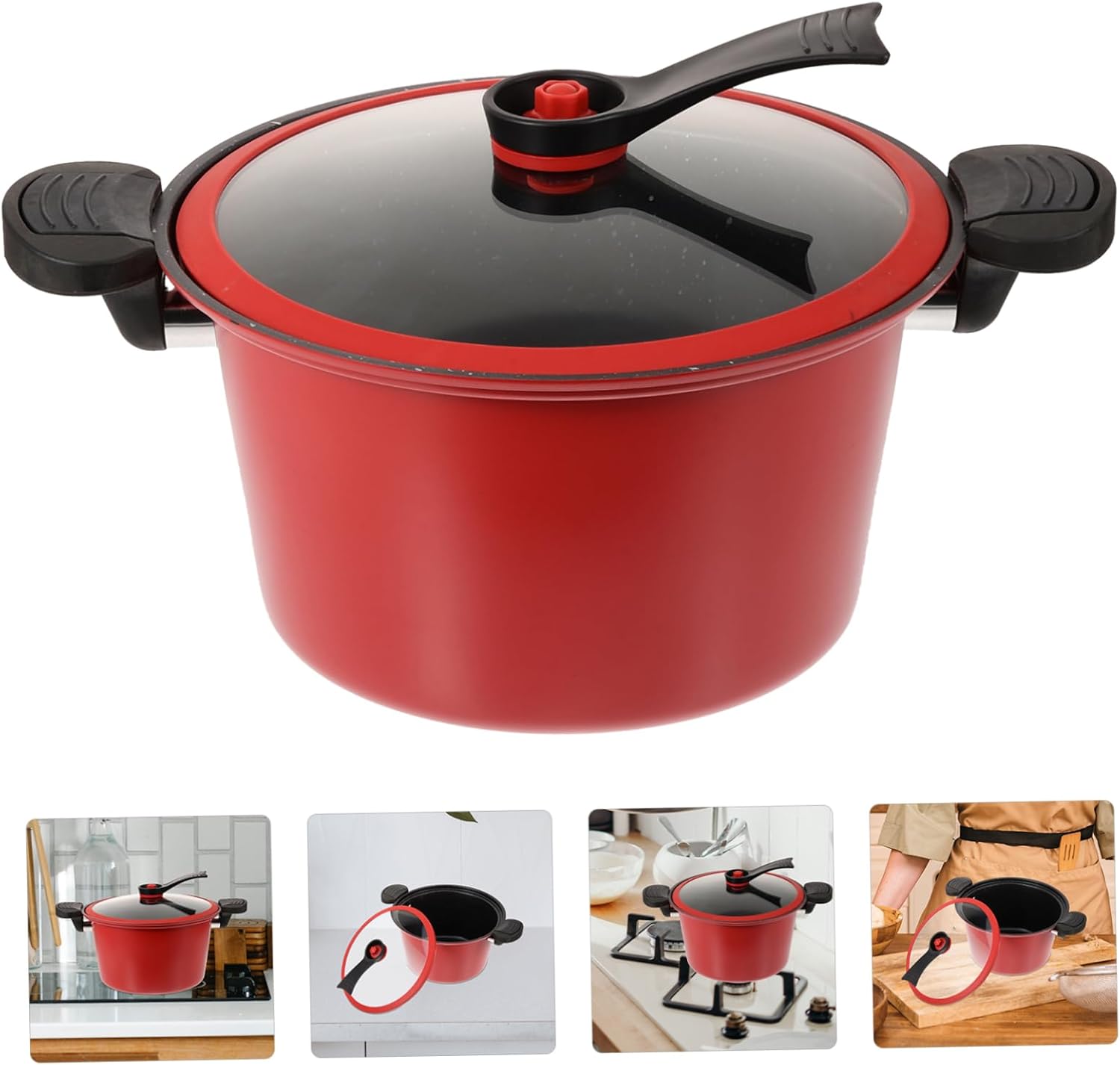Mikinona Gas Cooker Pressure Cooker Lid Low Pressure Pot Safe Cooking Easy to Clean