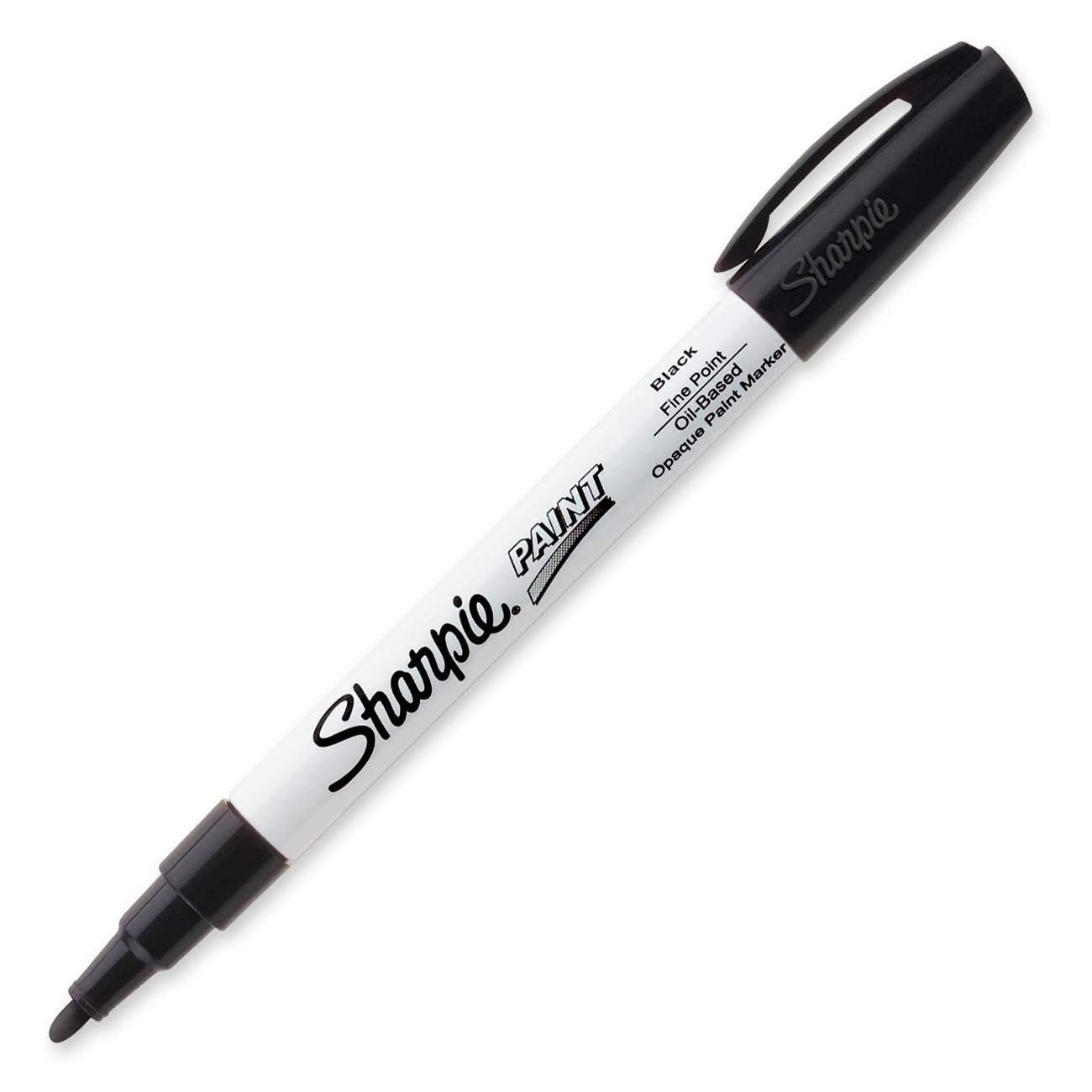 SHARPIE Oil-Based Paint Marker: Fine Point 2-Pack Set: 1 Black and 1 White (Fine) Plus Bonus of Emoji printed notepad - Image 2