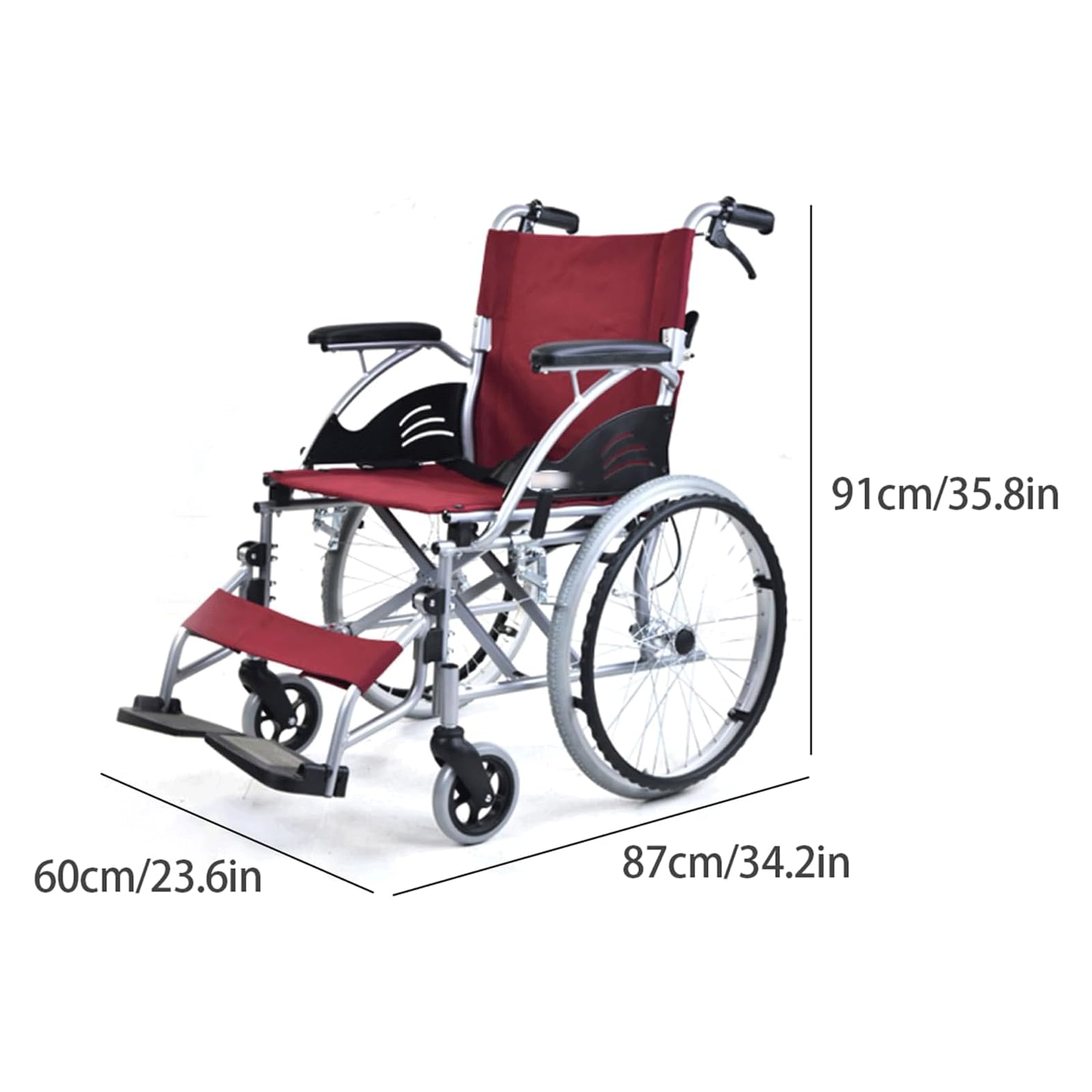 Wózek inwalidzki Transportstoel van aluminiumlegering Draagbare rolstoel met handrem Veilige, betrouwbare transportrolstoelen Mobiele zorgrolstoel wygodne