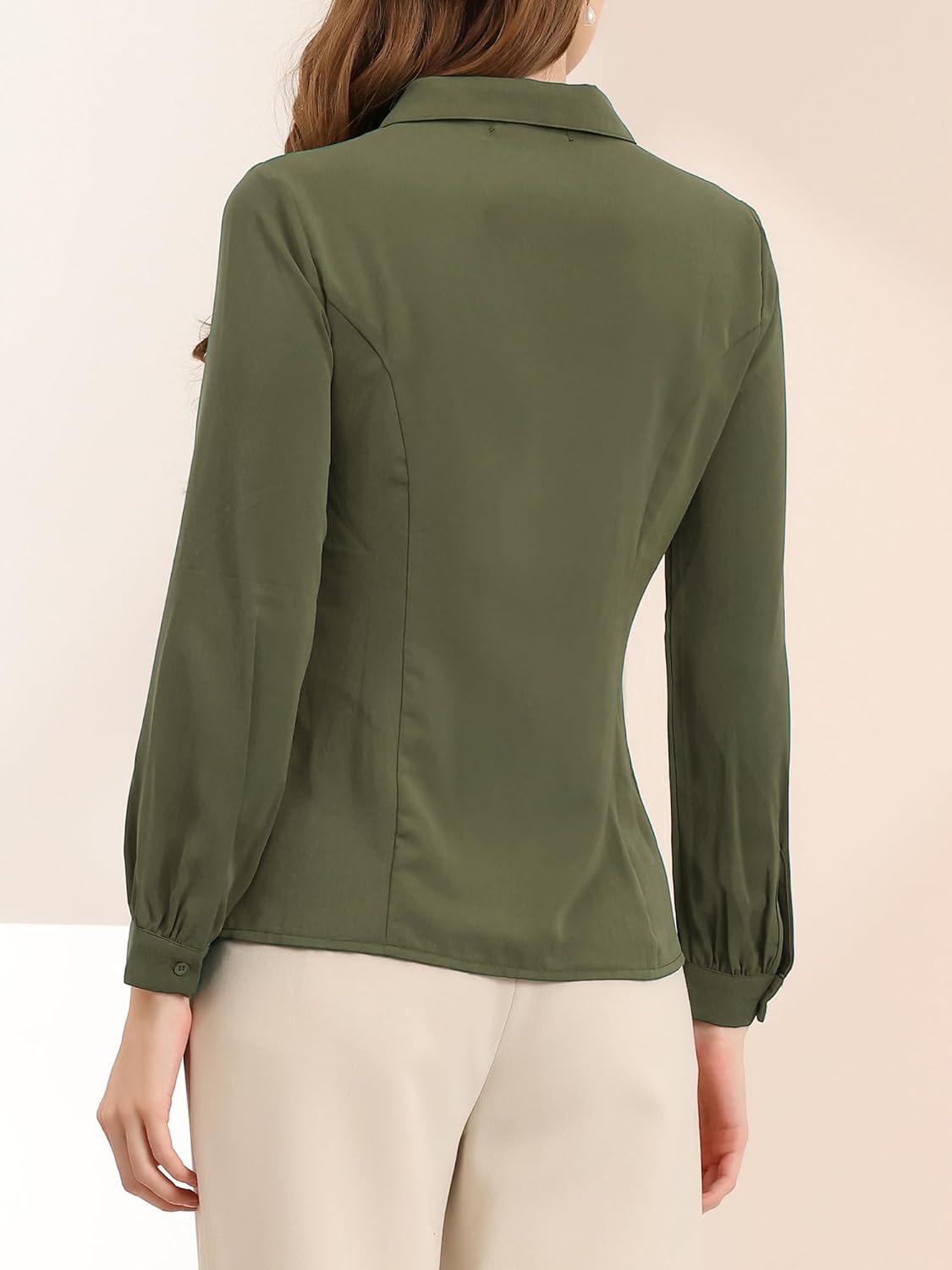 Allegra K Women's Peter Pan Collar Blouse Business Casual Long Sleeve Button Down Work Shirts - Image 5