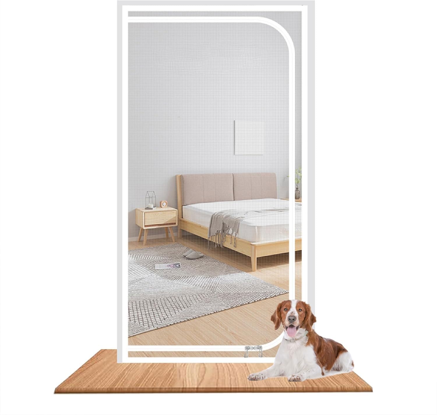 Porte moustiquaire anti-chat zippée blanche pour porte et chatière