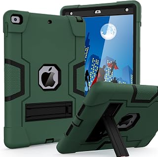 Cantis Case for ipad 9th Generation/iPad 8th Generation/iPad 7th Generation, Slim Heavy Duty Shockproof Rugged Protective Case Built-in Stand for iPad 10.2 inch 2021/2020/2019 (AlpineGreen+Black)