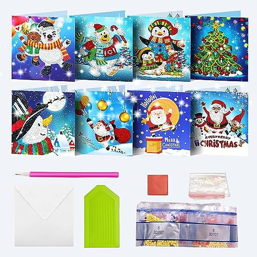 Tarjetas de felicitación de pintura de diamantes con sobres para manualidades de Navidad y aniversarios