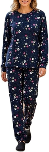 Womens Navy Floral Pj Set