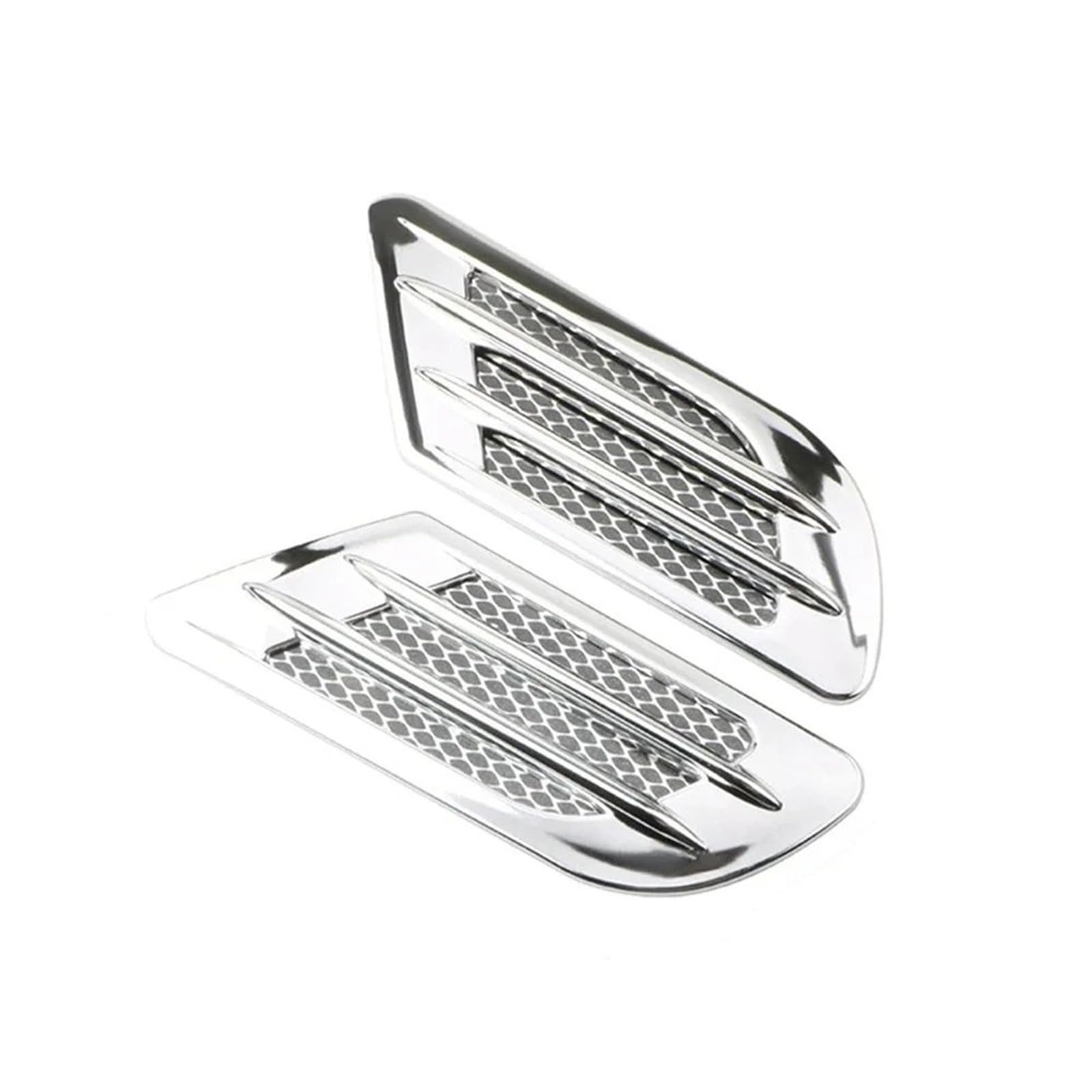 Car Side Wing Trim Car Side Decoration Air Flow Vent Air Intake Vents Grille Covers Ventilation Panel Stickers(Silver)