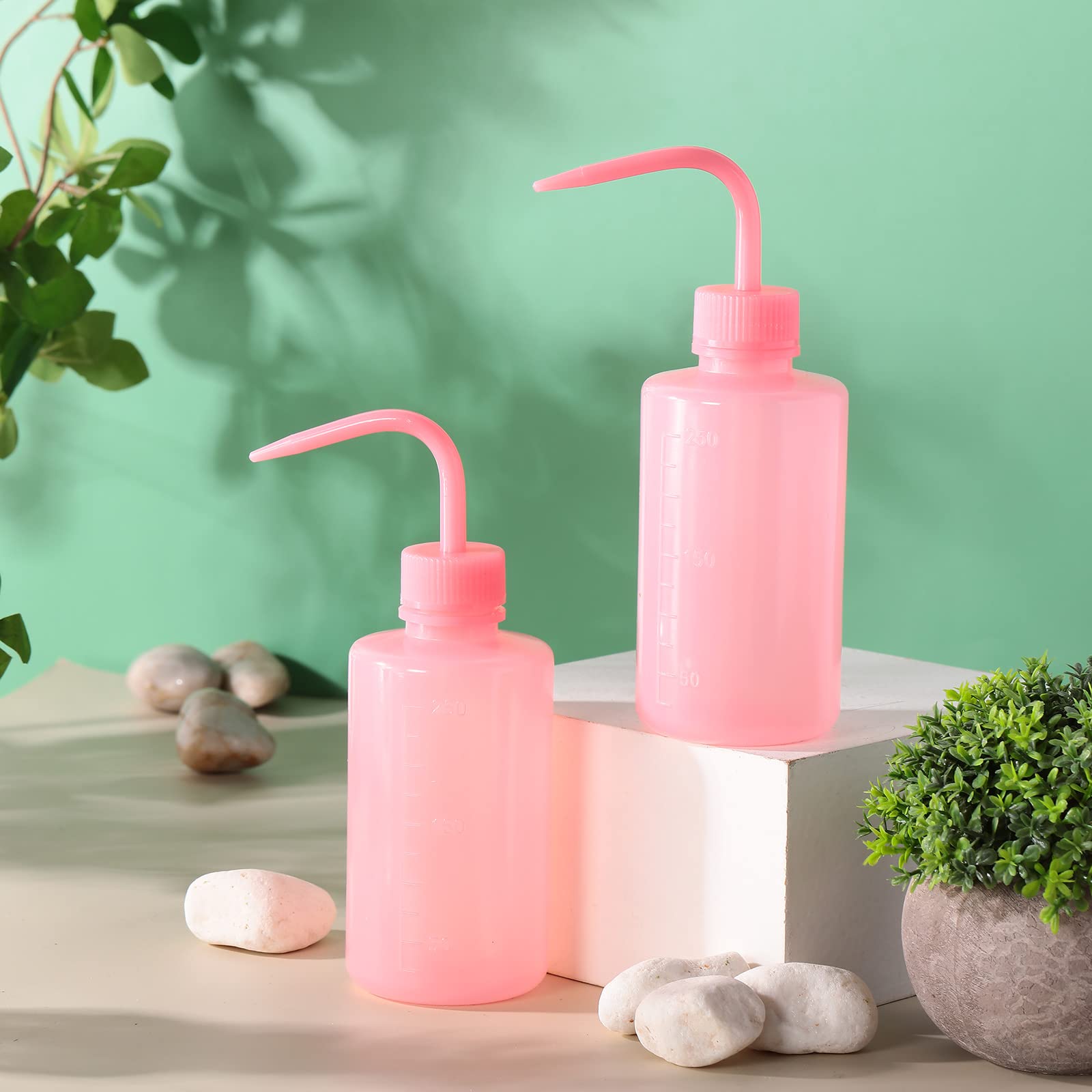 Lallisa 30 Stück 250 ml rosa Tattoo-Waschflaschen, schmale Öffnung, Quetschflaschen, Sukkulenten-Bewässerungsflasche, Wasserspritzflasche, Wimpernwaschflasche, Laborwaschflaschen, Spülflasche für