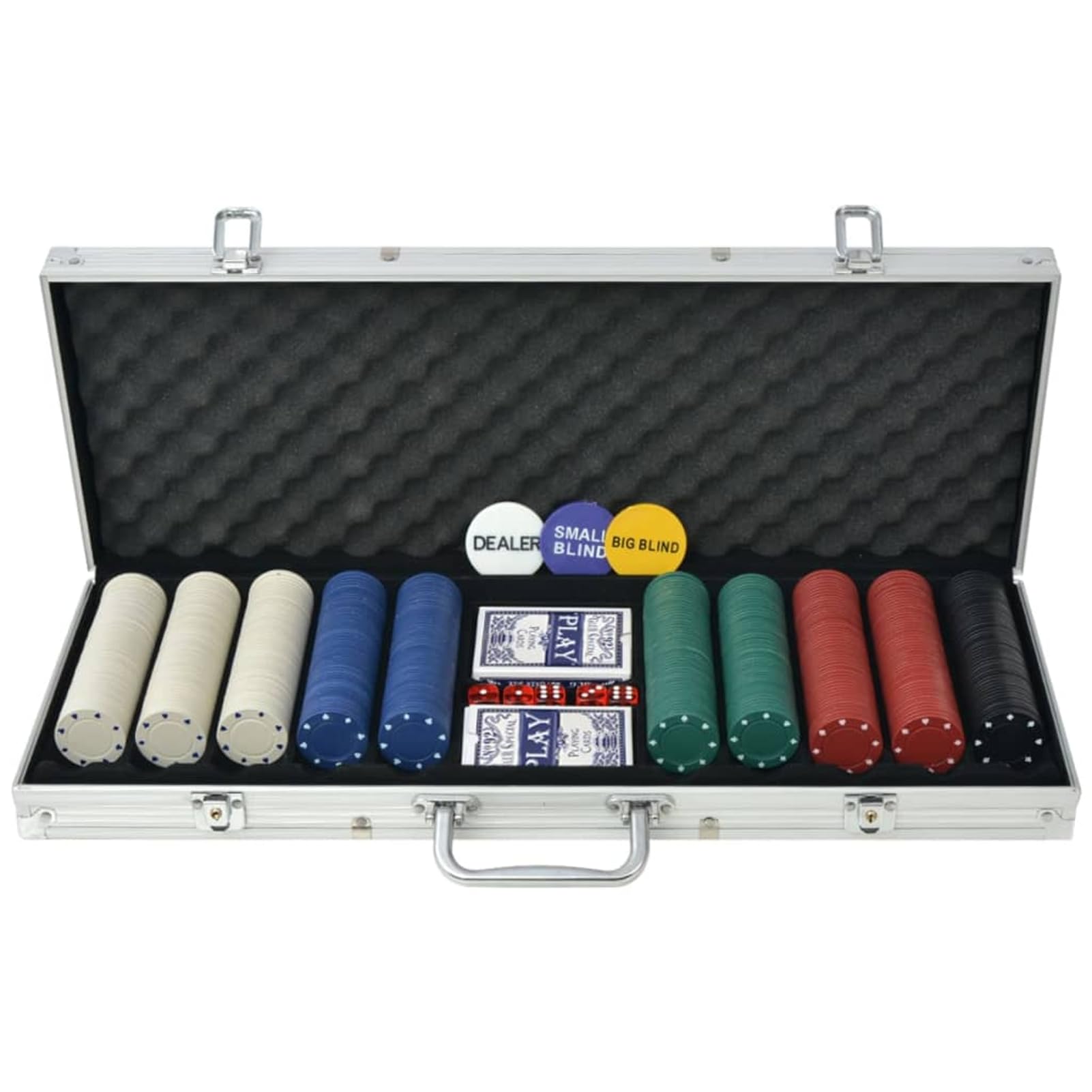 Homgoday Jeu de poker avec 500 jetons mallette en aluminium bouton Dealer aveugle