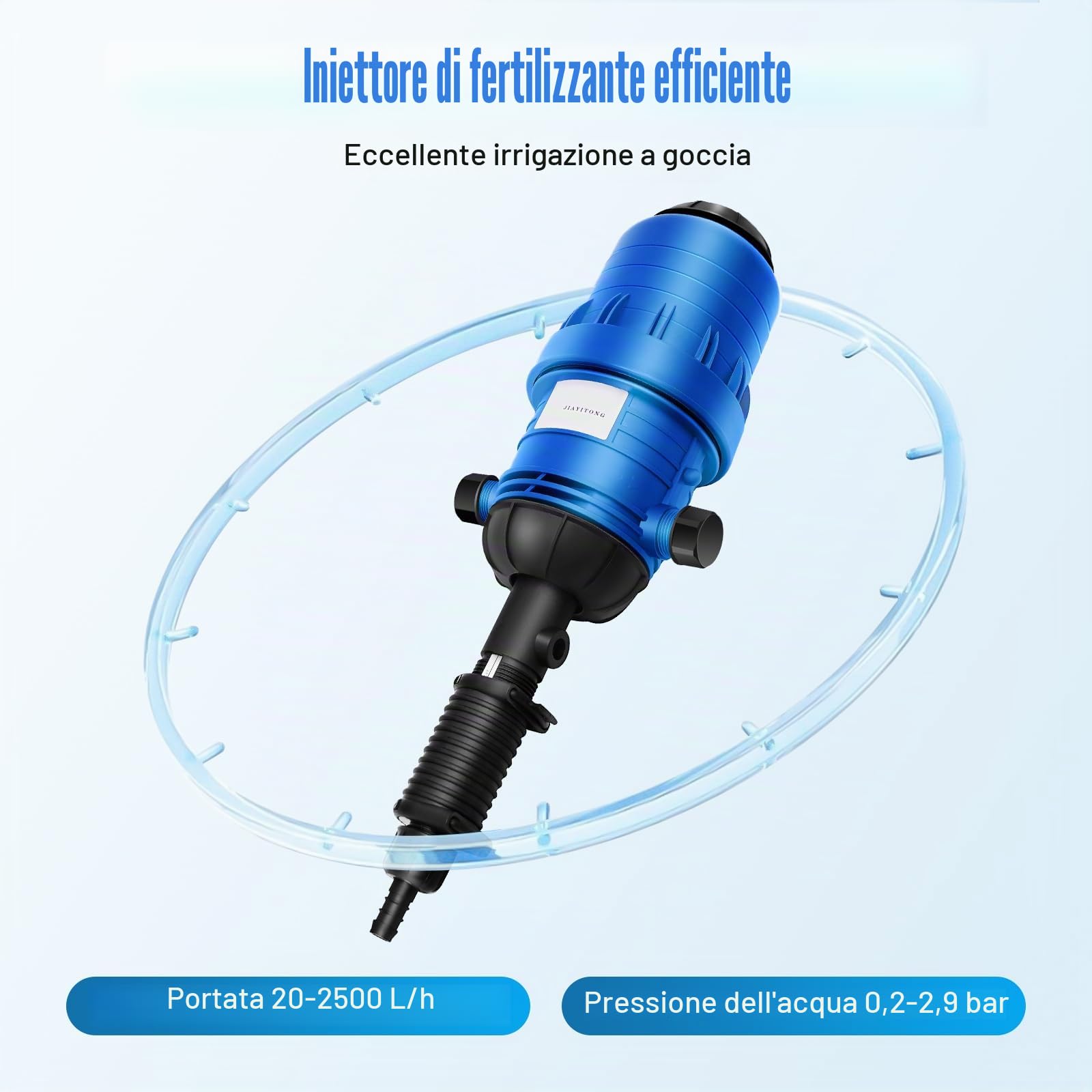 Iniettore di fertilizzanti per irrigazione a goccia, pompa dosatrice regolabile da 0,4% a 4%, dispositivo di dosaggio automatico, per giardino, serra, irrigazione e sistema idroponico, fattoria