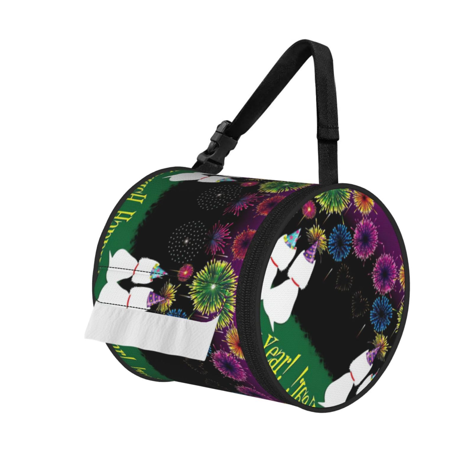 Happy Year Print Fashion Tissues Organizer Box, Hanging Tissue Holder For Purse Coins For Car Office Daily Outing