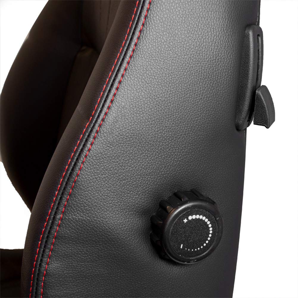 Siège sport 'Retro' - Cuir simili Noir + Coutures rouge - Dossier régable - incl. glissière