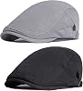 2 Pack Men's Adjustable Newsboy Flat Cap Cotton Ivy Gatsby Cabbie Driving Hat Beret