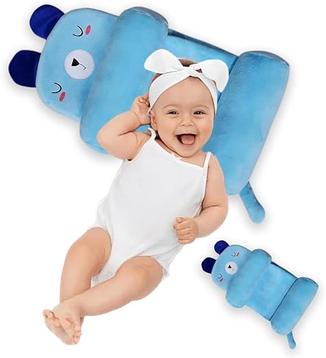 Baby Head Shaping Pillow for Infants | Soft Newborn Sleeping Pillow with Side Support Bolster| Cute Design Babies Sleep Po...