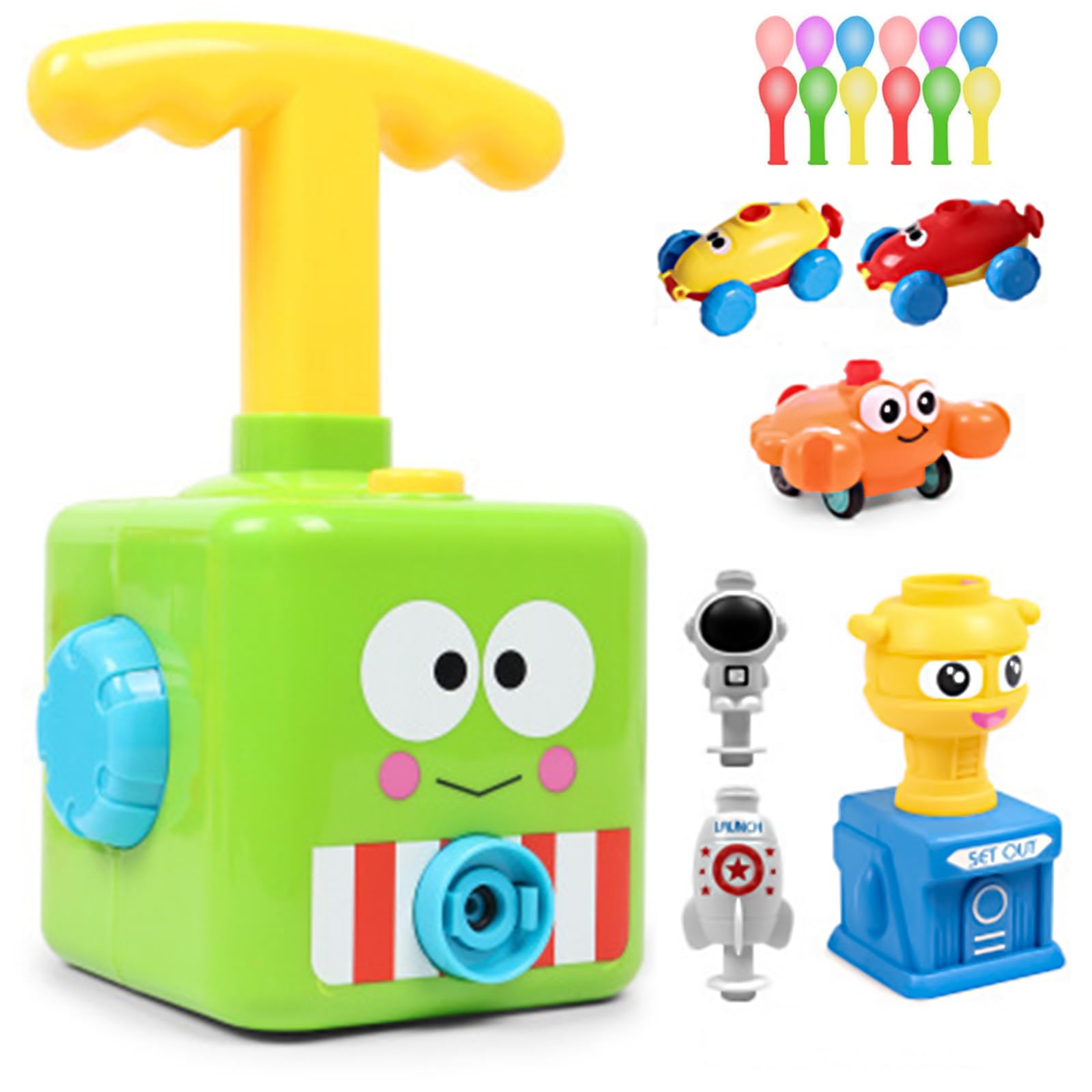 Balloon Powered Car Toy - Balloon Powered Launch Car Powered Car Toy Set Educational Toys for 2 3 Year Olds Balloon Pump Toy Creative Vehicle Toys for Toddler Balloon Toys Gift for Kids(Frog)