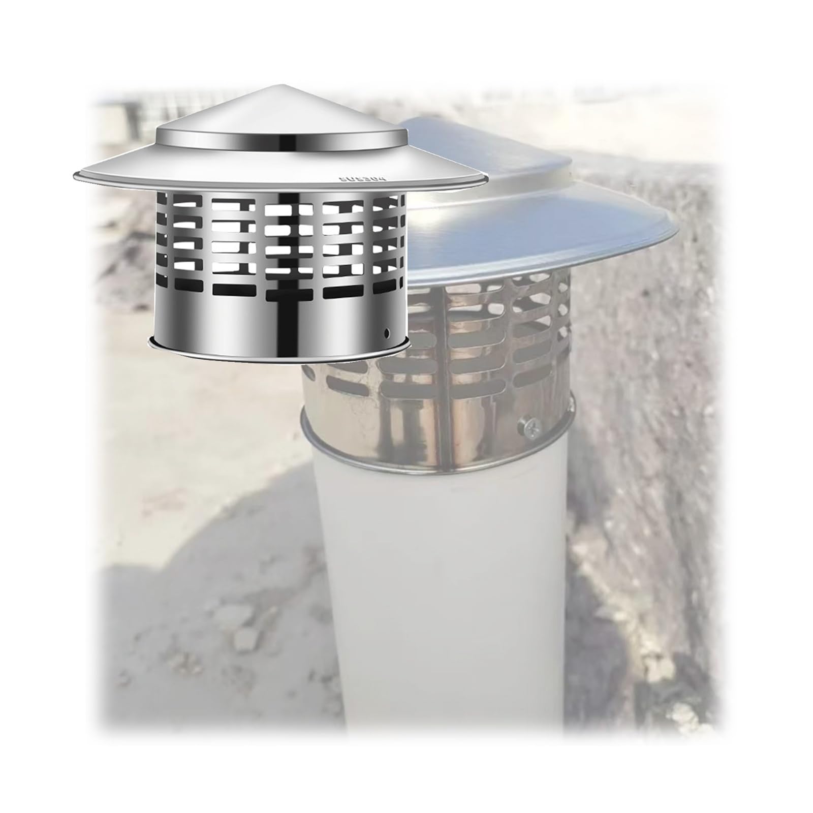 IGNVXMGKP Chimney Cover for Roof Stove Exhaust Rain Hat Flue Cap, Weather Resistant Design, for Fireplace Exhaust Exterior Stove Pipe(200mm/7.9in)