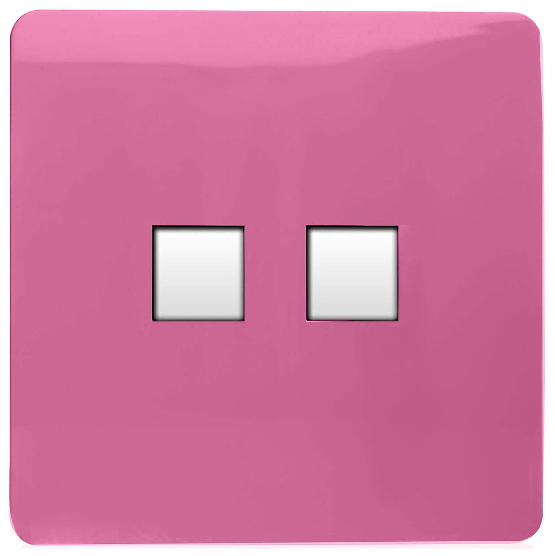 Trendi Switch Pink Trendi Artistic Modern Glossy Tactile 2 Gang Telephone Socket