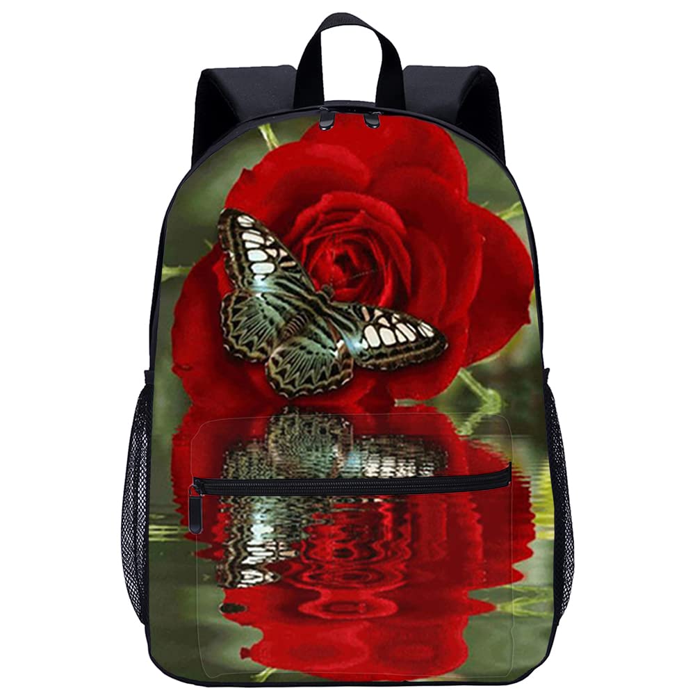 Mochila escolar de flores para adolescentes de 45x30x15cm con estampado 3D 8