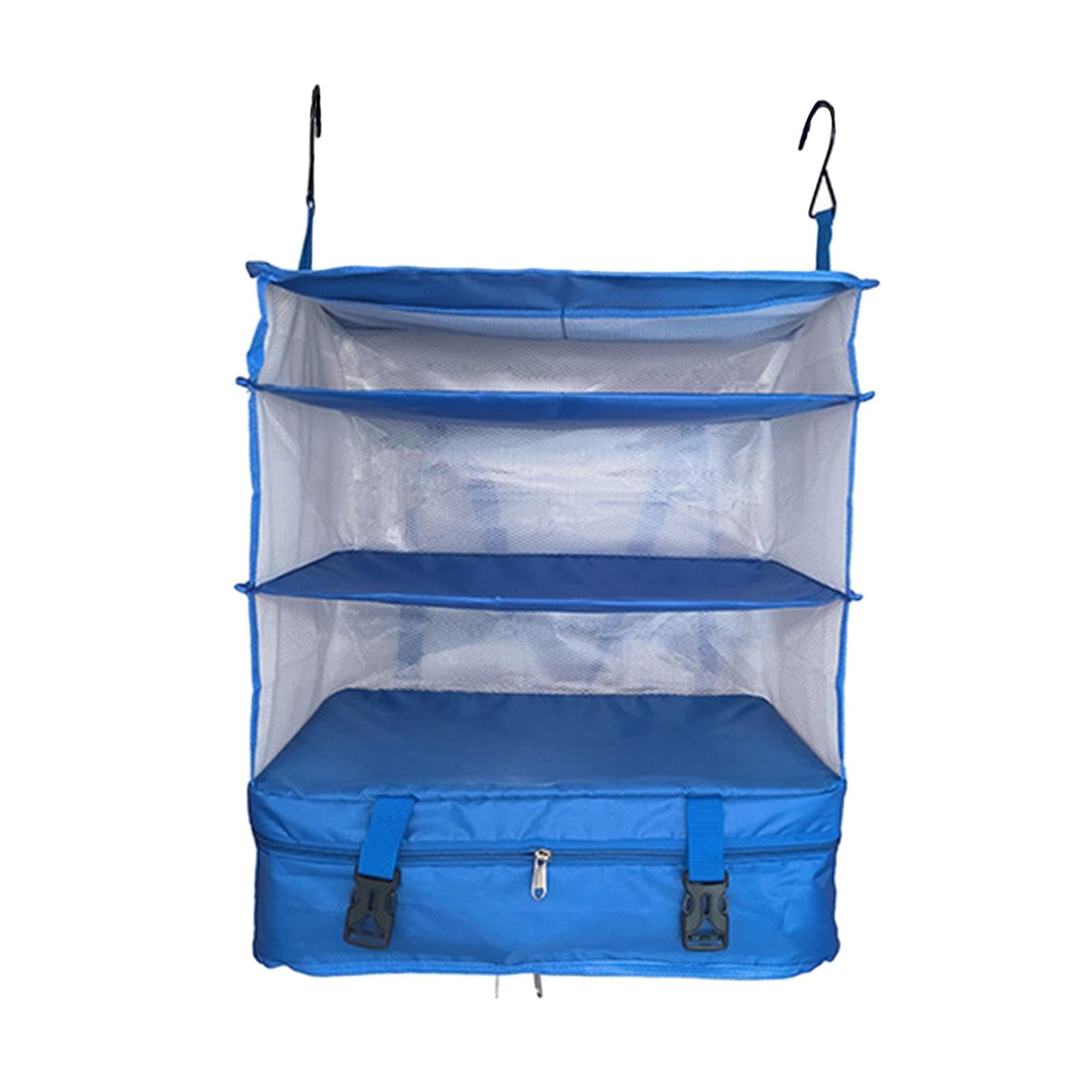 Kleiderschrank Organizer als Schrankeinsatz Und Hängeregal Platzsparender Und Faltbarer Packwürfel aus Stoff Praktischer Gepäckorganizer für Reisen, Blau