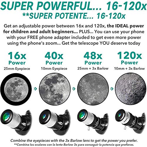Telescopio astronómico refractor portátil YANYO con trípode ajustable miniatura 2