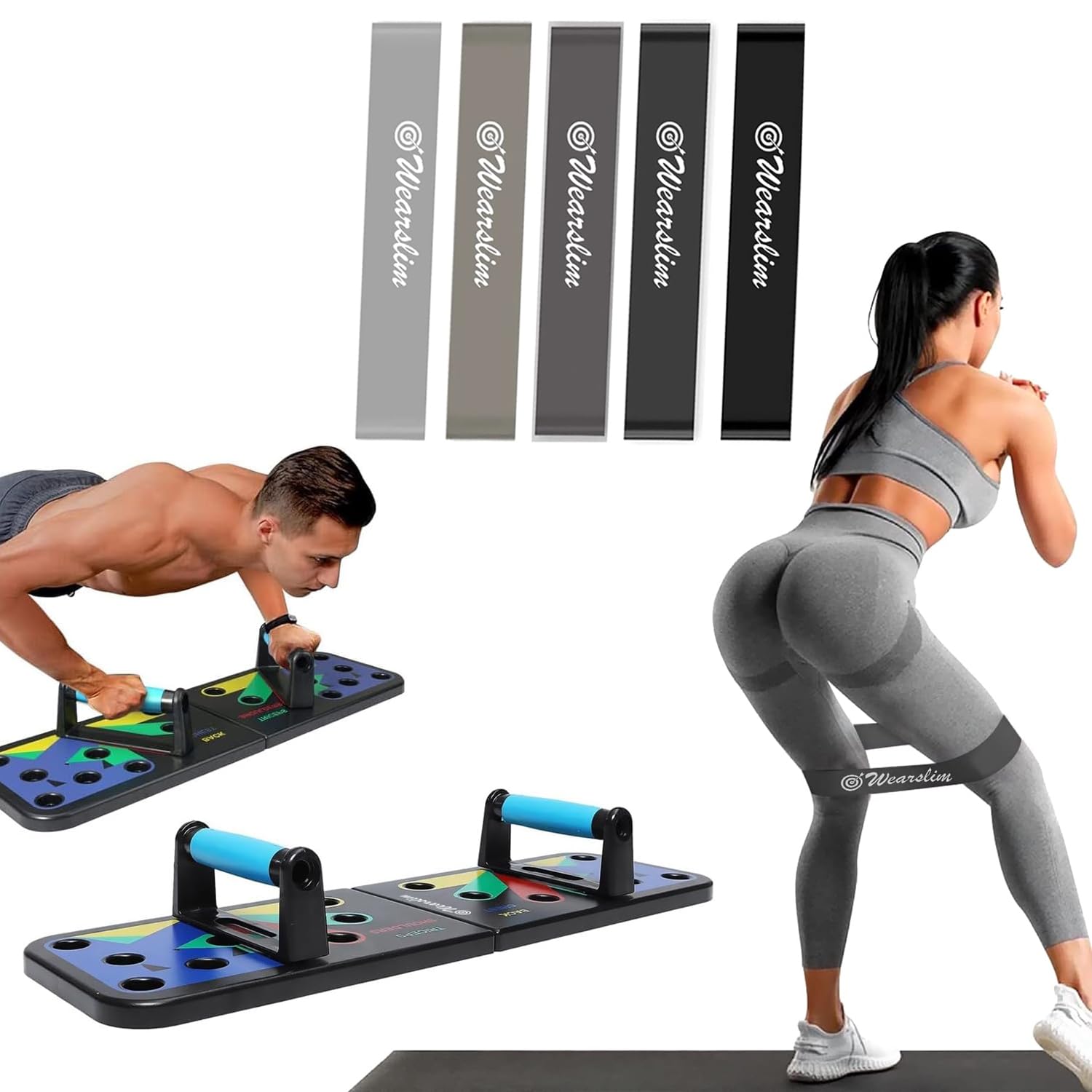 Wearslim® Professional 12 in 1 Push-Up Rack Board with Resistance Loop Bands, Multifunction Foldable Push-up Stand and Loop Bands Set of 5 (B0CK25K5C6) Amazon Price History, Amazon Price Tracker