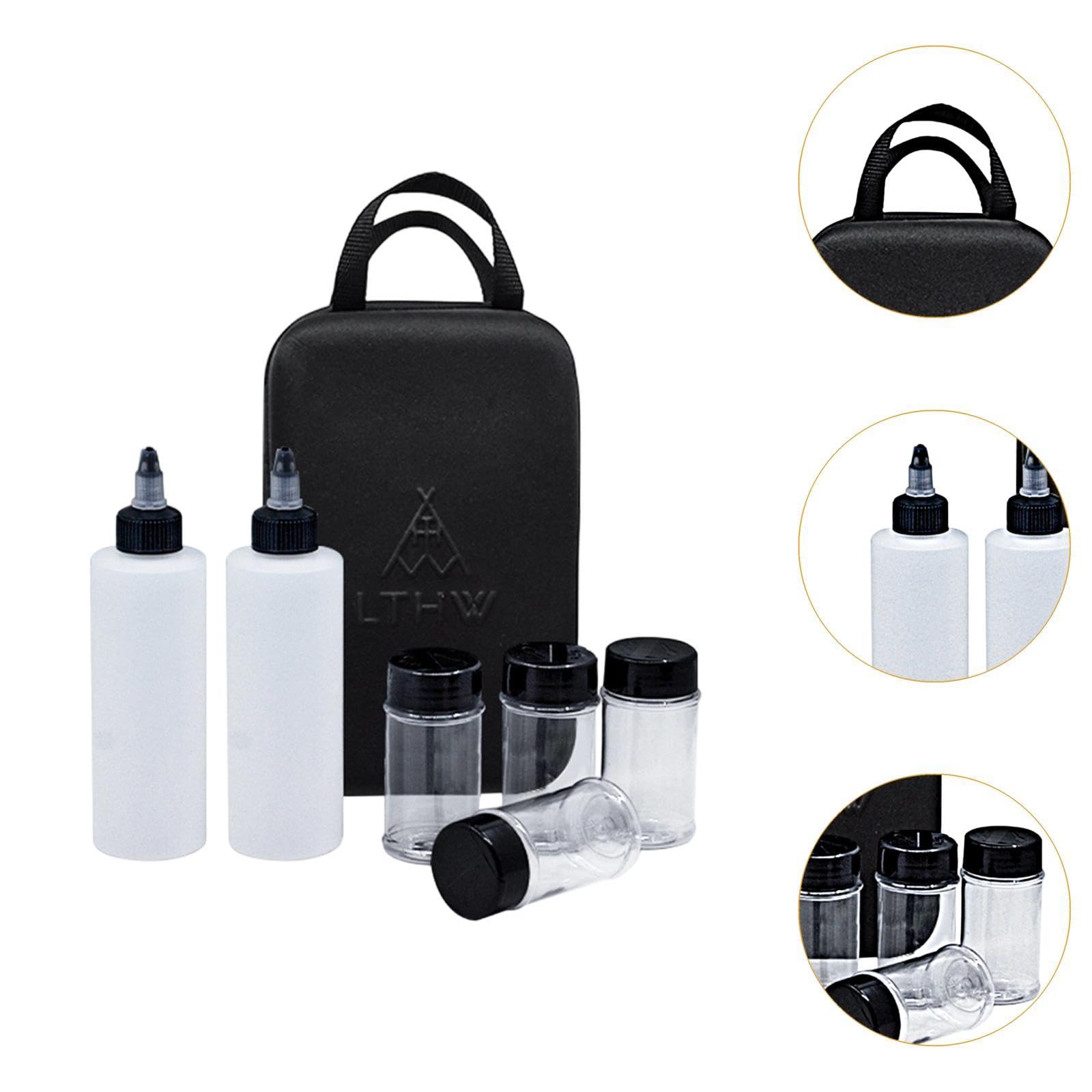 Fenteer Contenedor portátil para condimentos a Prueba de Fugas para Acampar con Estuche de Transporte, Botellas de, Recipiente portátil para condimentos, Style a