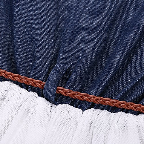 Toddler Kids Baby Girls Princess Dress Sleeveless Lace Denim Top Stitching Tulle Tutu Skirts Clothes (As1, Age, 3_Years, 4_Years, White Blue) #TOP6