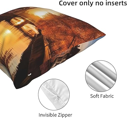 Miniatura 3 de Decorative Throw Pillow Covers 20"x20" Square Pillow Covers for Sofa Strasbourg Sundown Double Sided Throw Pillow Cases Soft Plush Decorative