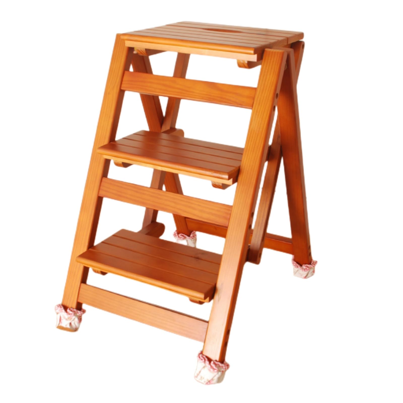 Tabouret escabeau portable en bois à 3 marches pliable et convertible pour la maison