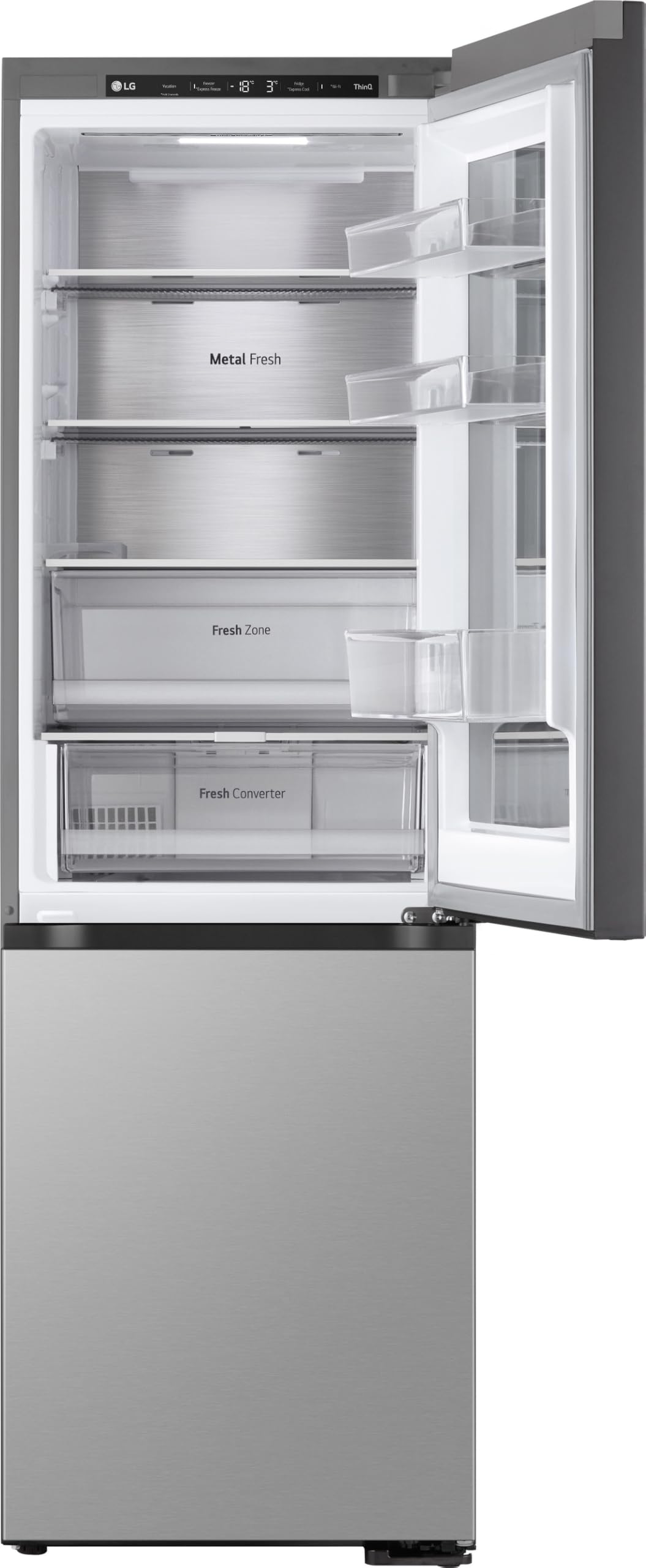 LG GBG5160CPY Kühl-/Gefrierkombination (349 L, Energieklasse C) mit InstaView, Smart Inverter Compressor, DoorCooling+, Food Cover, Silber