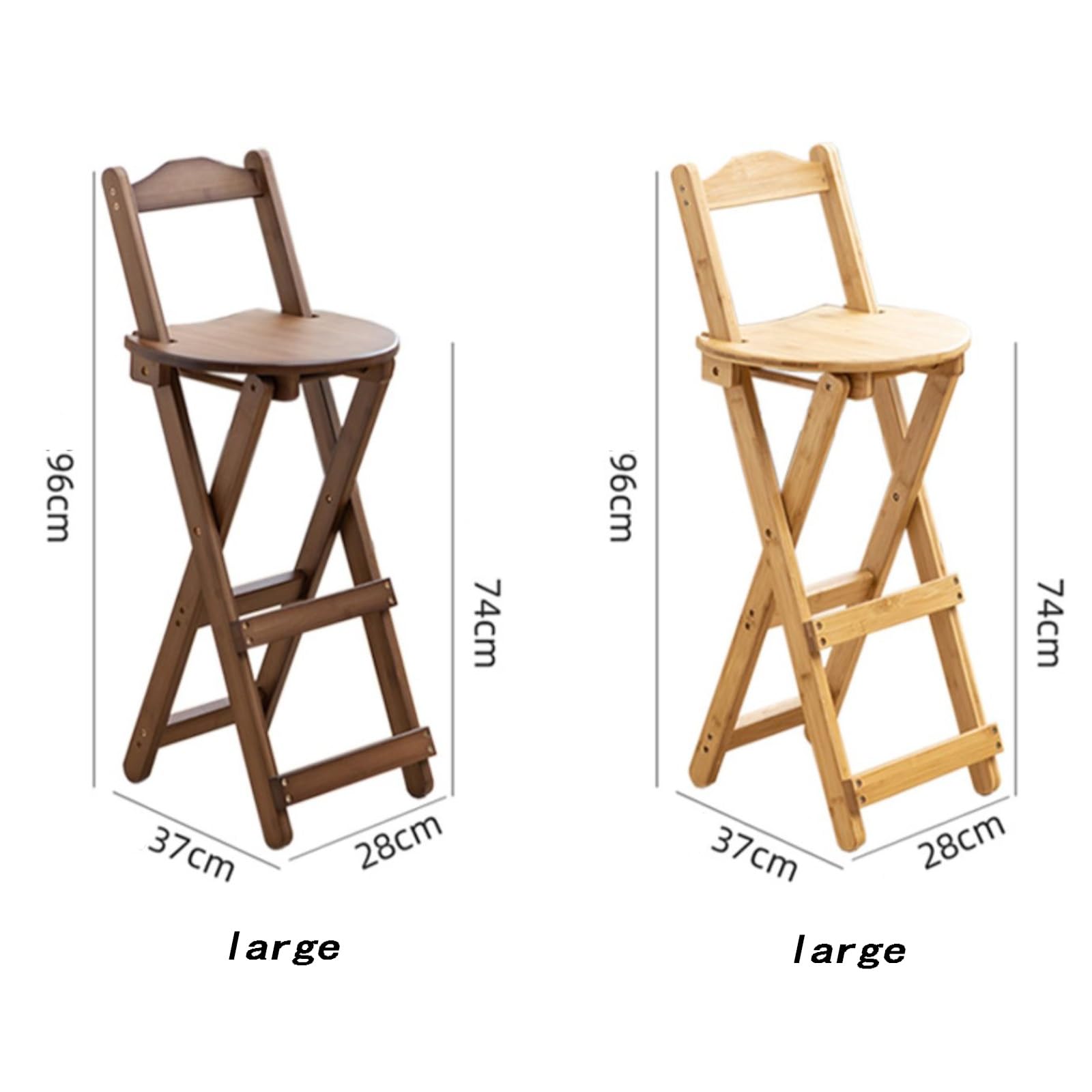 Sgabello da Bar Pieghevole con Schienale, Seggiolone Portatile, Finitura Lucida, Ideale per Cucina E Soggiorno, Legno Naturale, Design Salvaspazio, Leggero E R,Natural Wood-Small