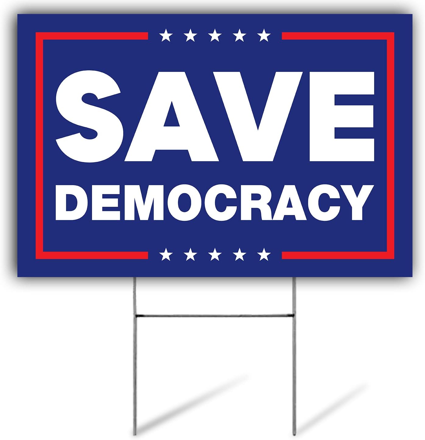 SignPro Save Democracy Yard Sign | Protect Democracy Flag Lawn Sign | Vote Democrat Sign | 24" x 18" Corrugated Plastic Outdoor Weatherproof Yard Signs With H Stake | Double Sided