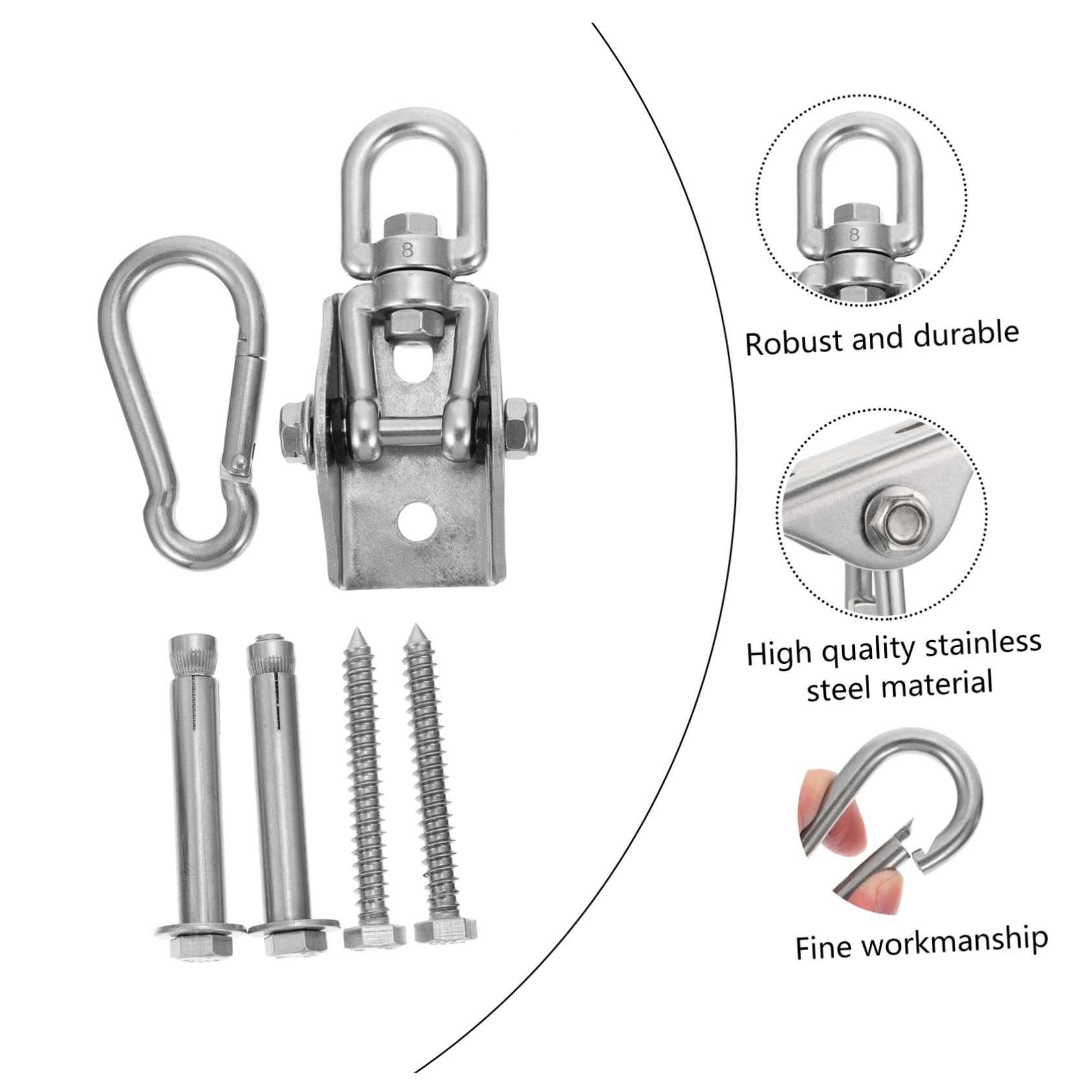 BESTonZON 1set Ganci Acciaio Inossidabile Per Amaca e Altalena Capacità Di Carico Elevata Facile Installazione Include Viti Struttura Robusta e Durevole