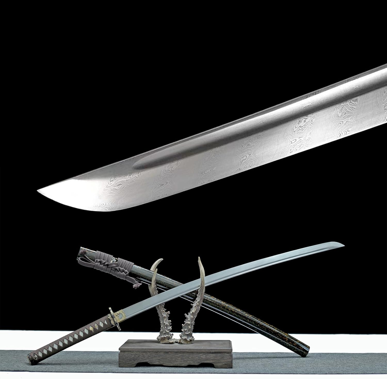 Vedic Dawn Katana Sword Damascus Steel Top Handmade Japanese Samurai Sword Ray Skin Full Tang Real Sharp Cool Sword Ready