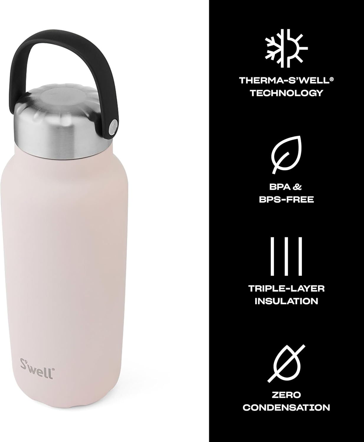 S'well Recycled Stainless Steel Explorer with Insulated Lid and Handle, 32oz, Himalayan Salt, Triple Layered Vacuum Insulated Containers Keeps Drinks Cold for 42 Hours and Hot for 10 - Image 3