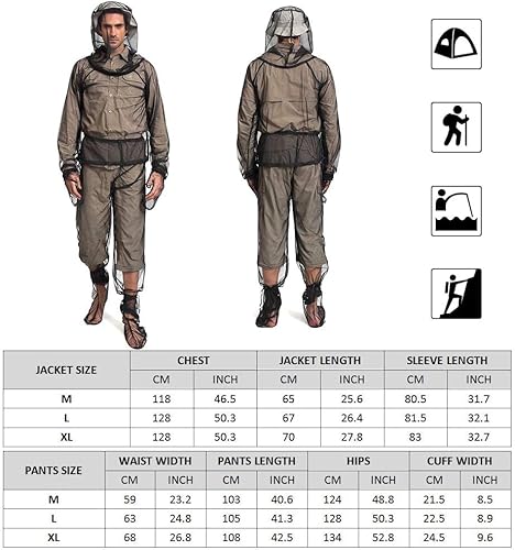 Lixada Tuta Apicoltore, Zanzara Tuta Leggero Set Leggero Anti Zanzara Repellente Abbigliamento per Ultra-fine Maglia Campeggio Ape Alimentazione Campeggio Pesca - 2