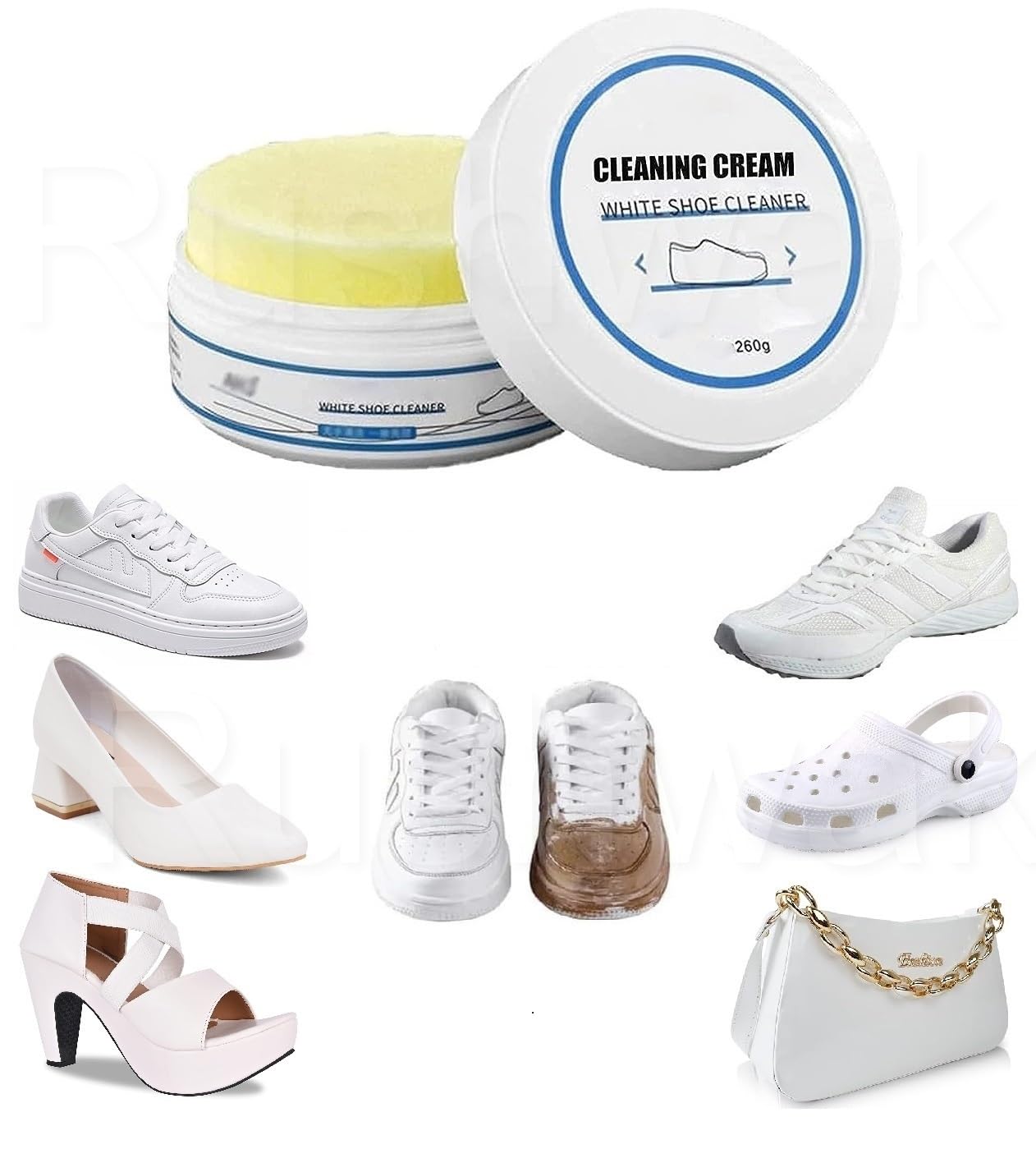 Rushwak White Shoe Cleaner Cream with Sponge Instant Shoe Whitener for White Shoes No-Wash Shoe Cleaning Kit White Sneaker Cleaner White Shoe Polish Sneaker Cleaning Kit 260gm (Shoe Cream) (B0D76KPPB7) Amazon Price History, Amazon Price Tracker