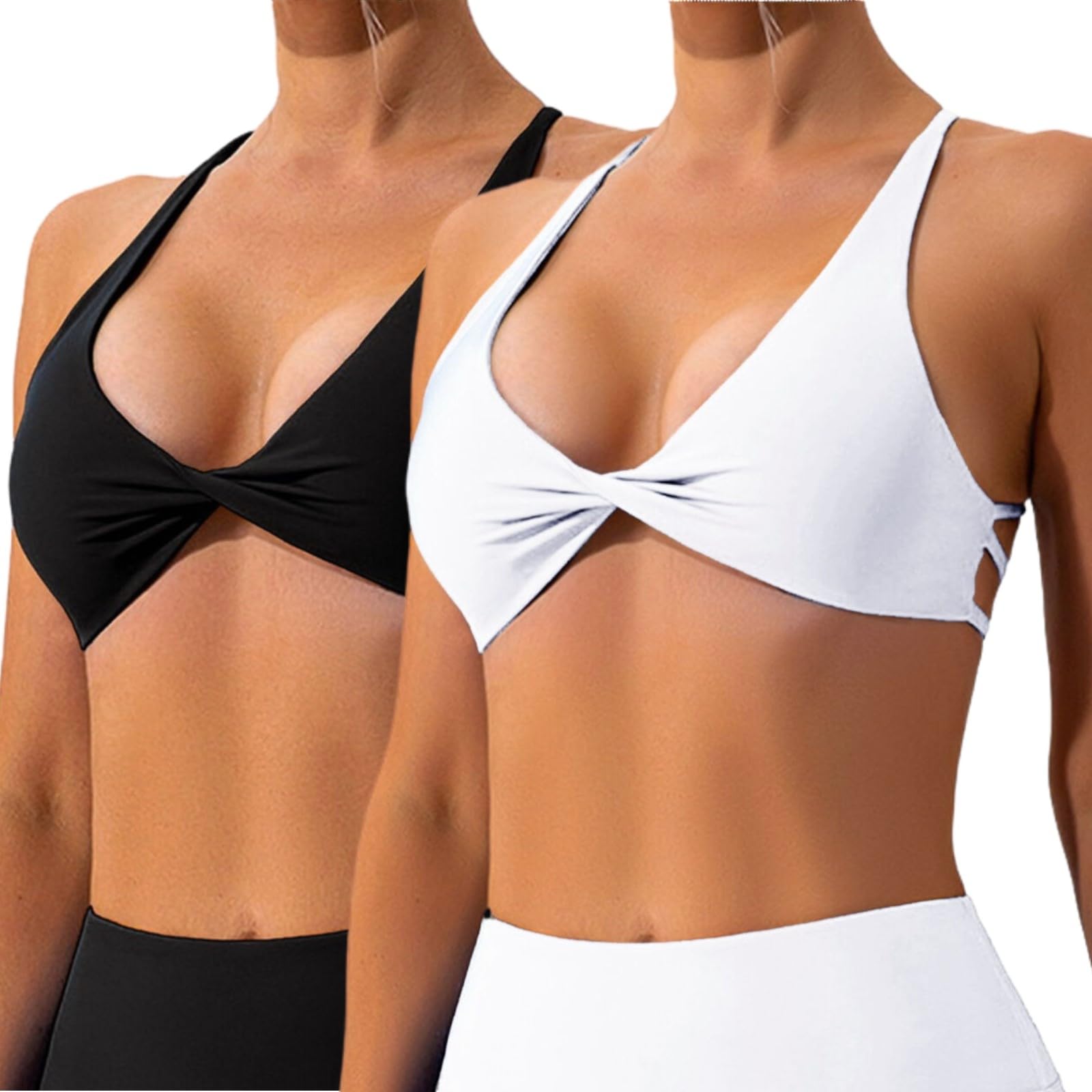Vertvie Reggiseno Sportivo Senza Scoperta Donna Incrociato Dietro Palestra Sexy Imbottito Senza Ferretto Scollo A V Push Up Reggiseno Yoga Backless Top Palestra Donna Fitness Allenamento