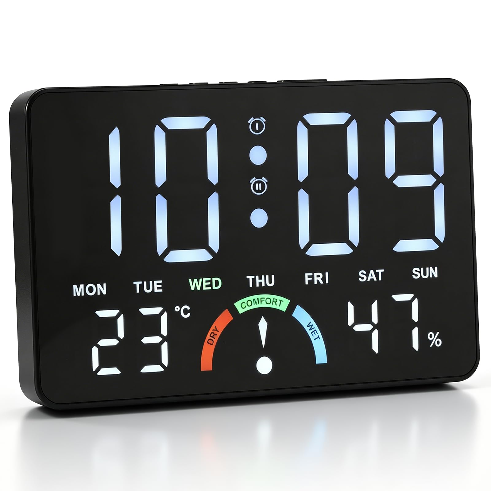Digital LED Wall Clock with 5 Brightness Dimmer for Living Room Bedroom