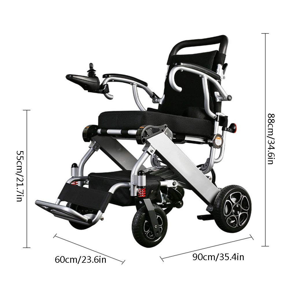 Fauteuil Roulant électrique Pliable Ultra léger - Approuvé par Les compagnies aériennes, Coussin Confortable, Moteurs puissants sans balais, Double Batterie, Tout Terrain