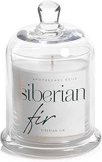 Zodax Apothecary Guild Scented Jar Candle with Glass Cloche - Single-Wick Candle for Home Decor - Makes a Great Gift for Women and Men - Siberian Fir Scent - 10.19 Oz.