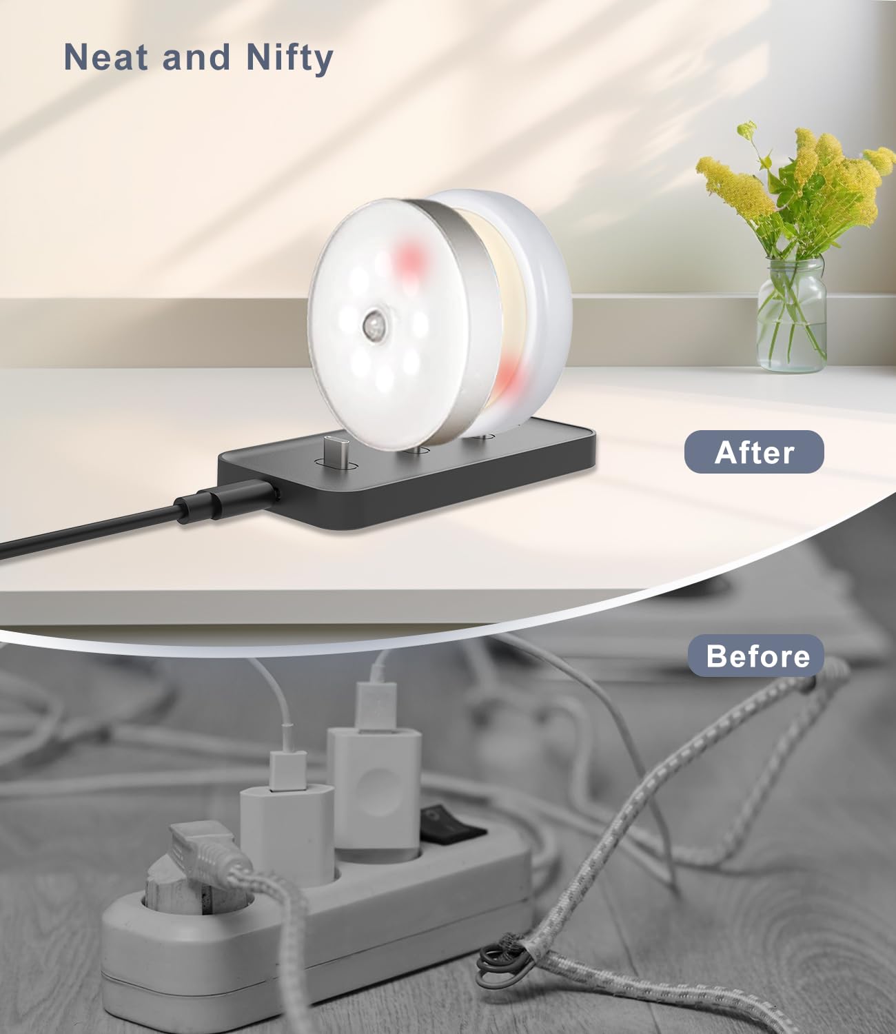 Motion Sensor Light Charging Station Punk Closet Light Multi-Device Charging Station Charging Three LED Lights at The Same Time Saves Time Space and More Convenient - Image 4