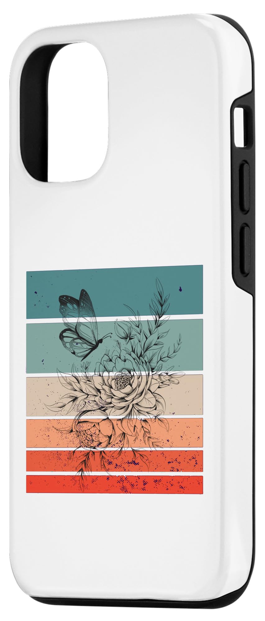 iPhone 13 Butterfly Floral Bloom Garden Ink Petals Wings Blossoms Case - Image 2