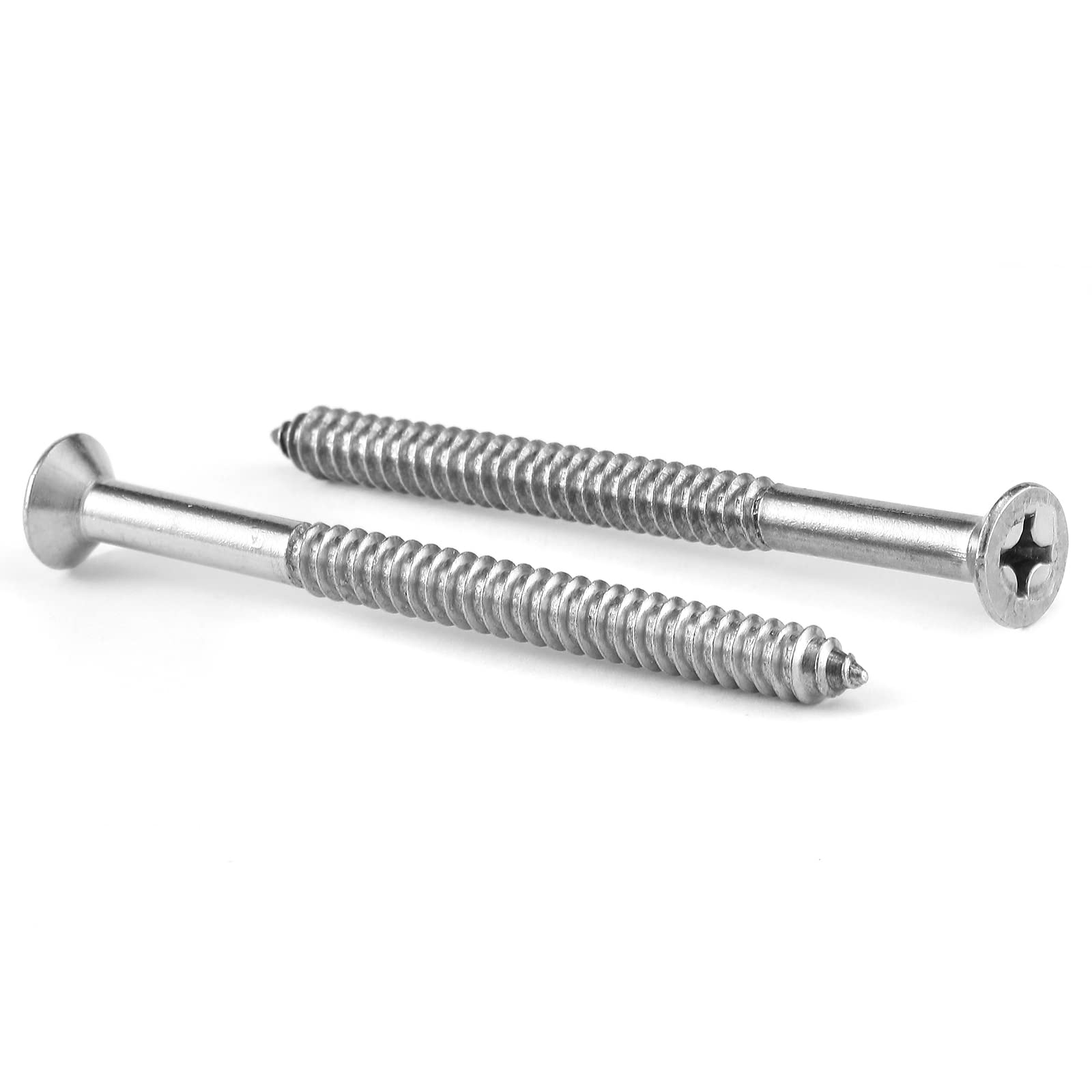Lot de 100 vis à bois autotaraudeuses rapides en acier inoxydable 18-8 (304) - Tête plate cruciforme - 7,9 cm