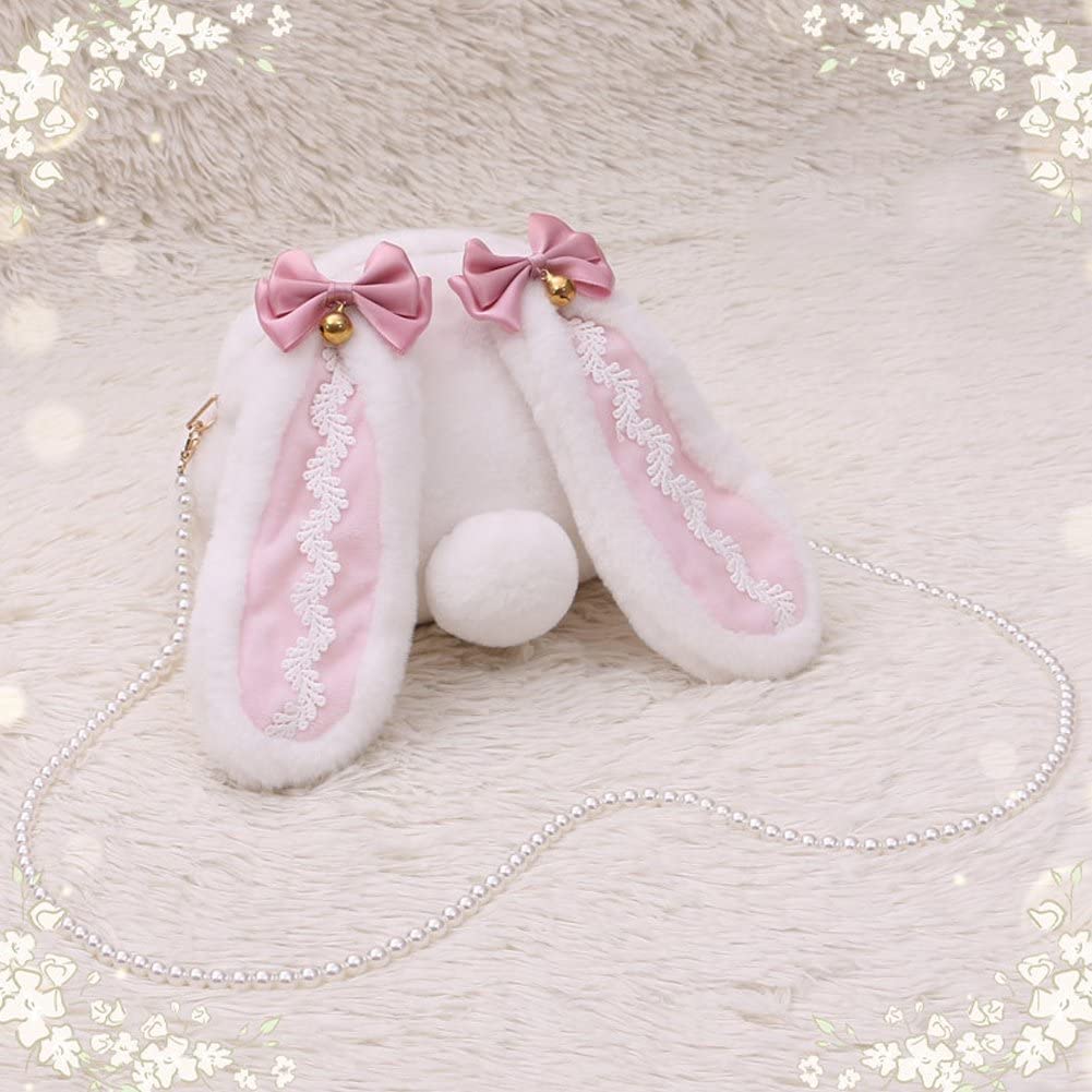 Amazon.co.jp: Vuogli クロスボディバッグ ロリータ かわいい 大きめ ウサギ耳 ぬいぐるみ ショルダーバッグ ふわふわ 財布  ハンドバッグ コインポーチ 女性用（ピンク） : ファッション