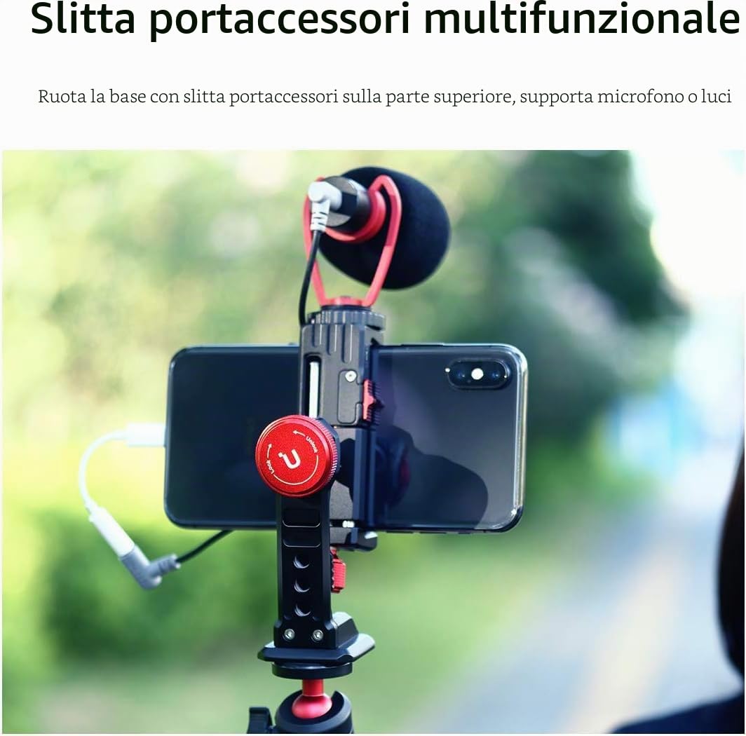 ULANZI ST-14 - Supporto per treppiede per telefono cellulare, adattatore in alluminio con scarpa fredda, supporto per telefono cellulare a 360°, morsetto per iPhone 13, 12, 11 Max Pro, iPhone X, XR,